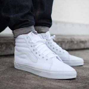 all white high top vans